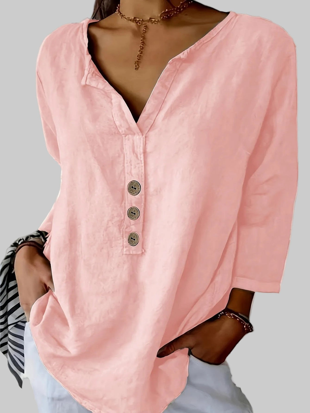 Harper | Button V-Neck Blouse