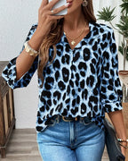Roza | Leopard-Print Collared Blouse