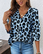 Roza | Leopard-Print Collared Blouse
