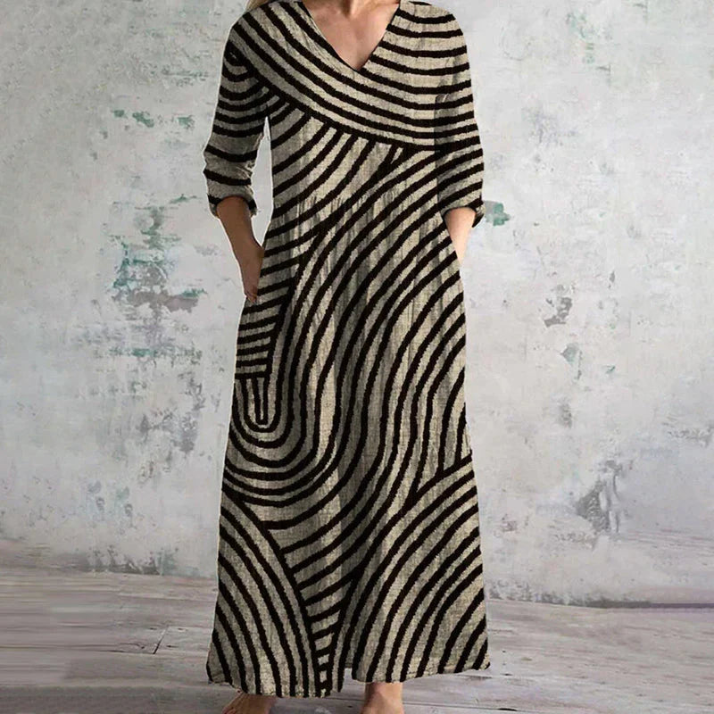 Ayla | Wave-Print Maxi Dress