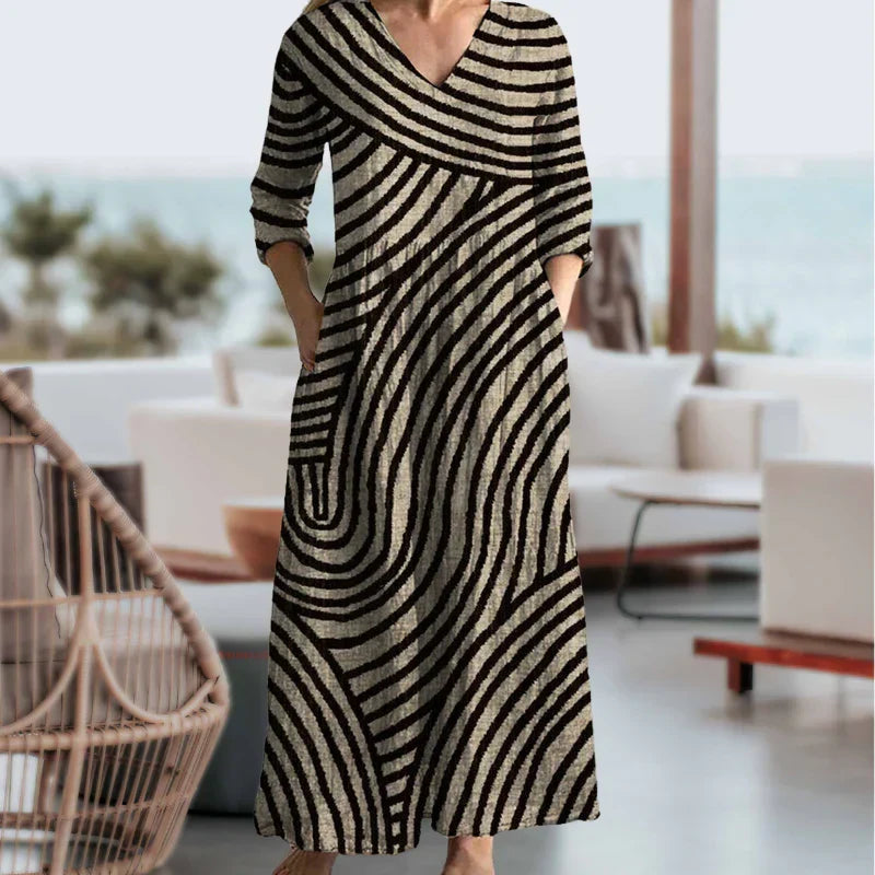 Ayla | Wave-Print Maxi Dress