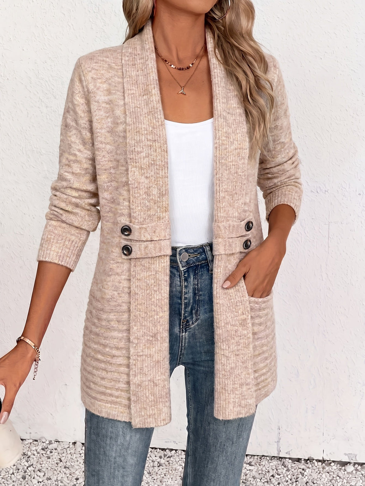 Celine | Button-Tab Longline Cardigan