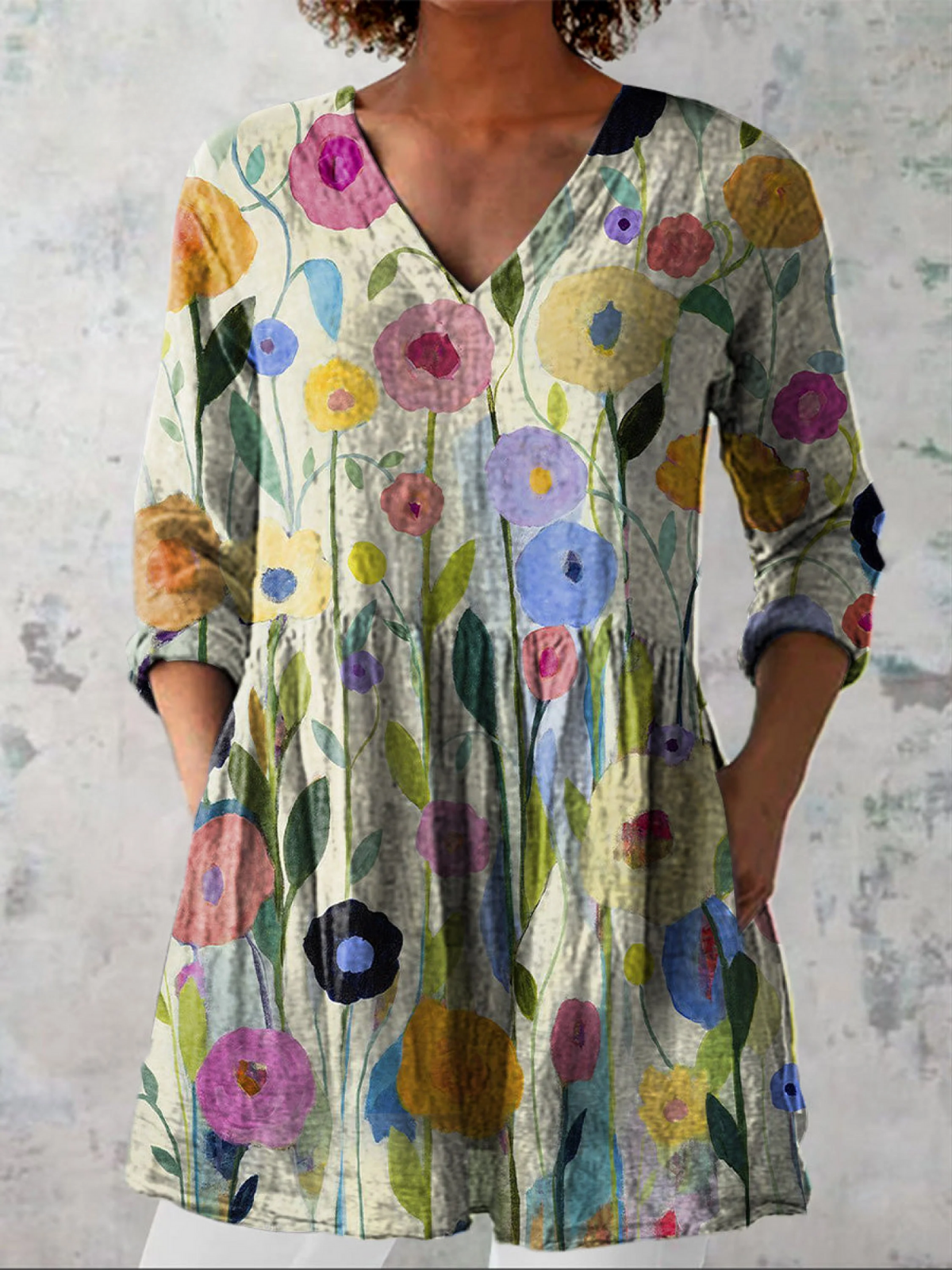 Louise | Elegant V-Neck Long Blouse