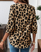 Roza | Leopard-Print Collared Blouse
