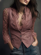 Genevieve | Sheer-Sleeve Blazer