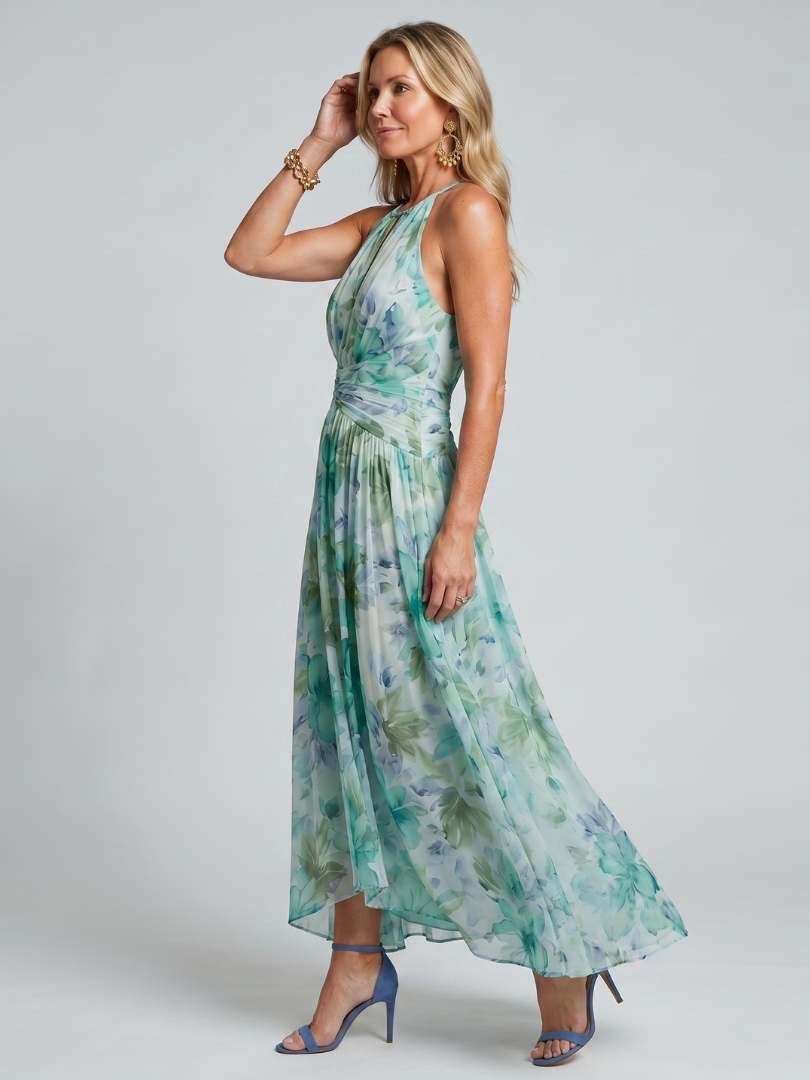 Portia | Halter Floral Midi Dress