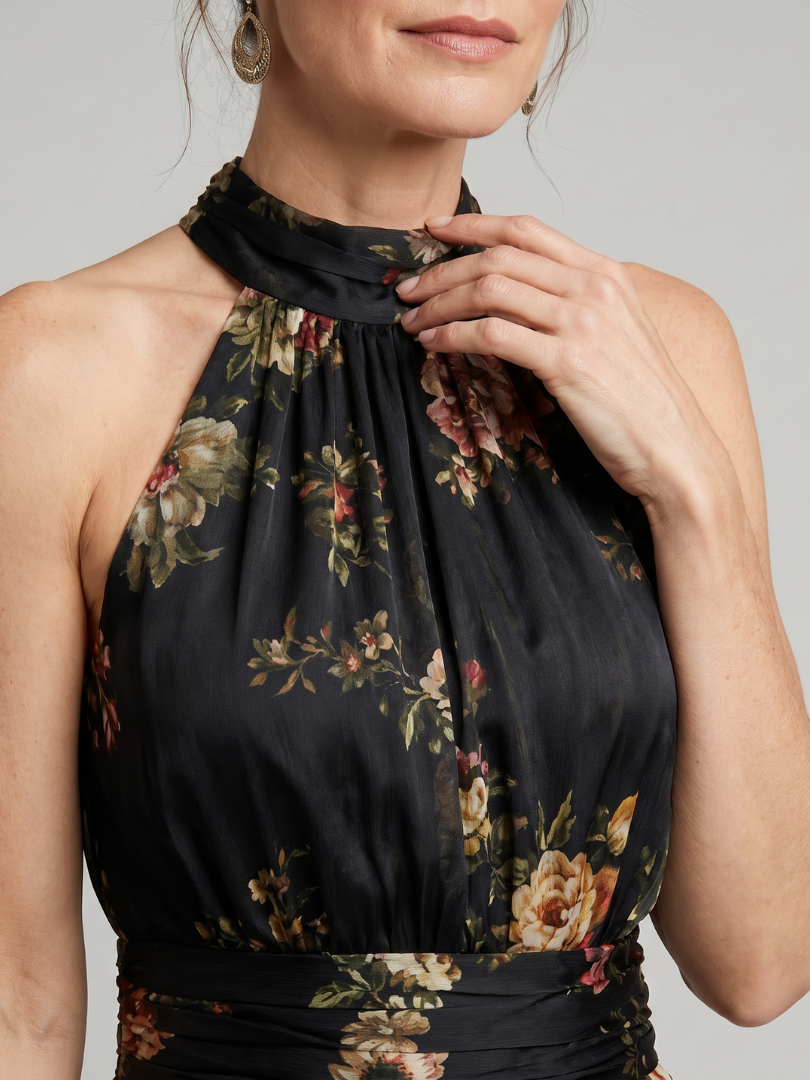 Sior | Halter Floral Midi Dress