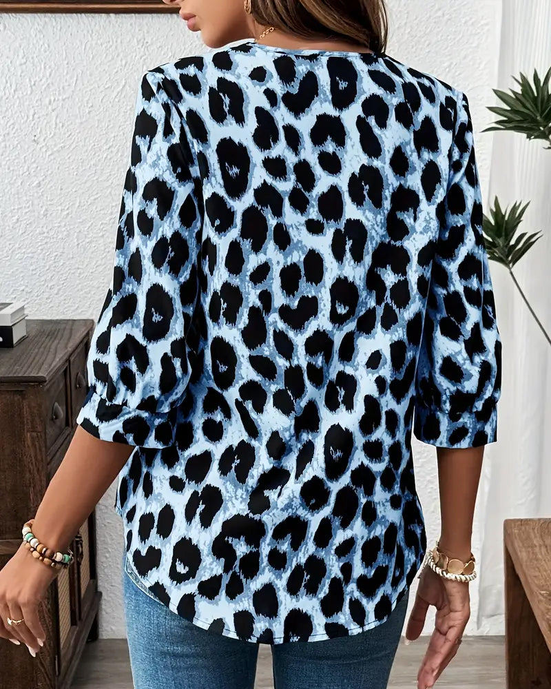 Roza | Leopard-Print Collared Blouse