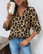 Roza | Leopard-Print Collared Blouse