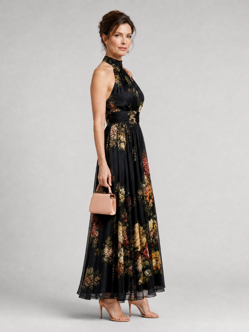 Sior | Halter Floral Midi Dress