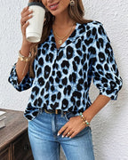 Roza | Leopard-Print Collared Blouse
