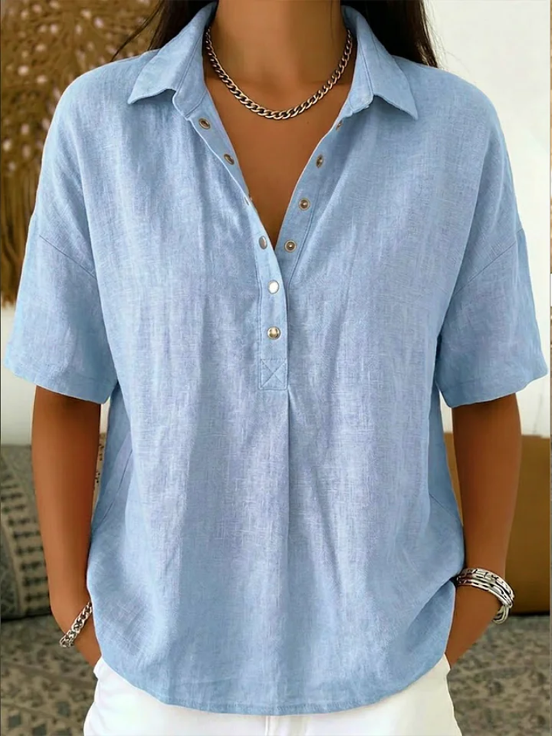 Danique | Collared Button-Detail Blouse