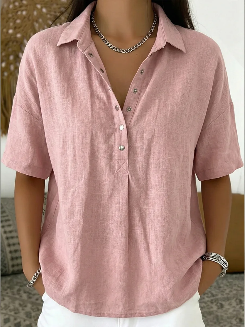 Danique | Collared Button-Detail Blouse