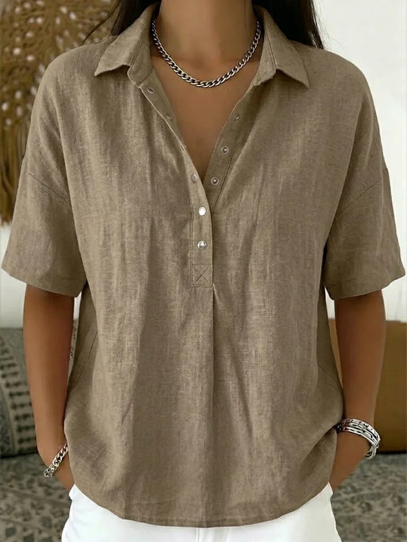 Danique | Collared Button-Detail Blouse