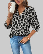 Roza | Leopard-Print Collared Blouse