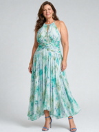 Portia | Halter Floral Midi Dress