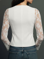 Genevieve | Sheer-Sleeve Blazer