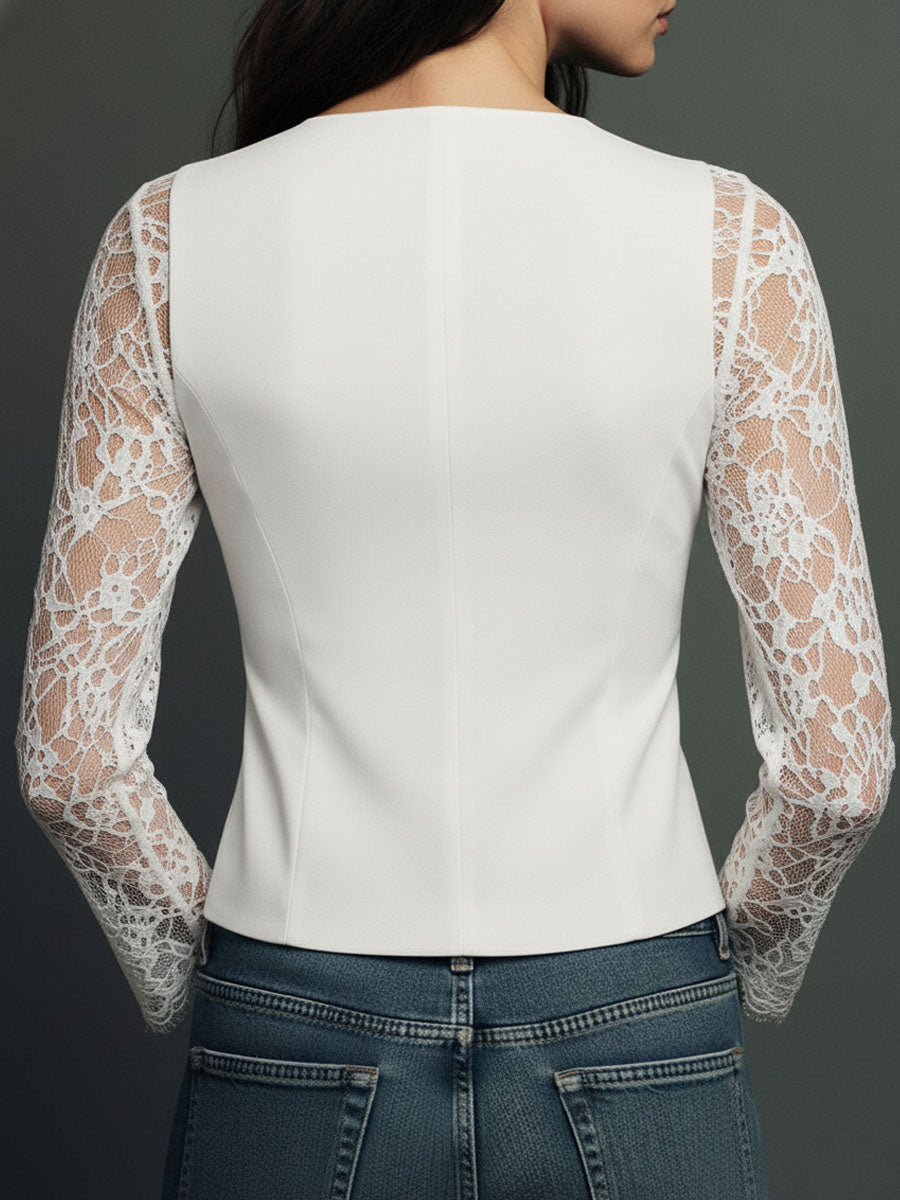 Genevieve | Sheer-Sleeve Blazer