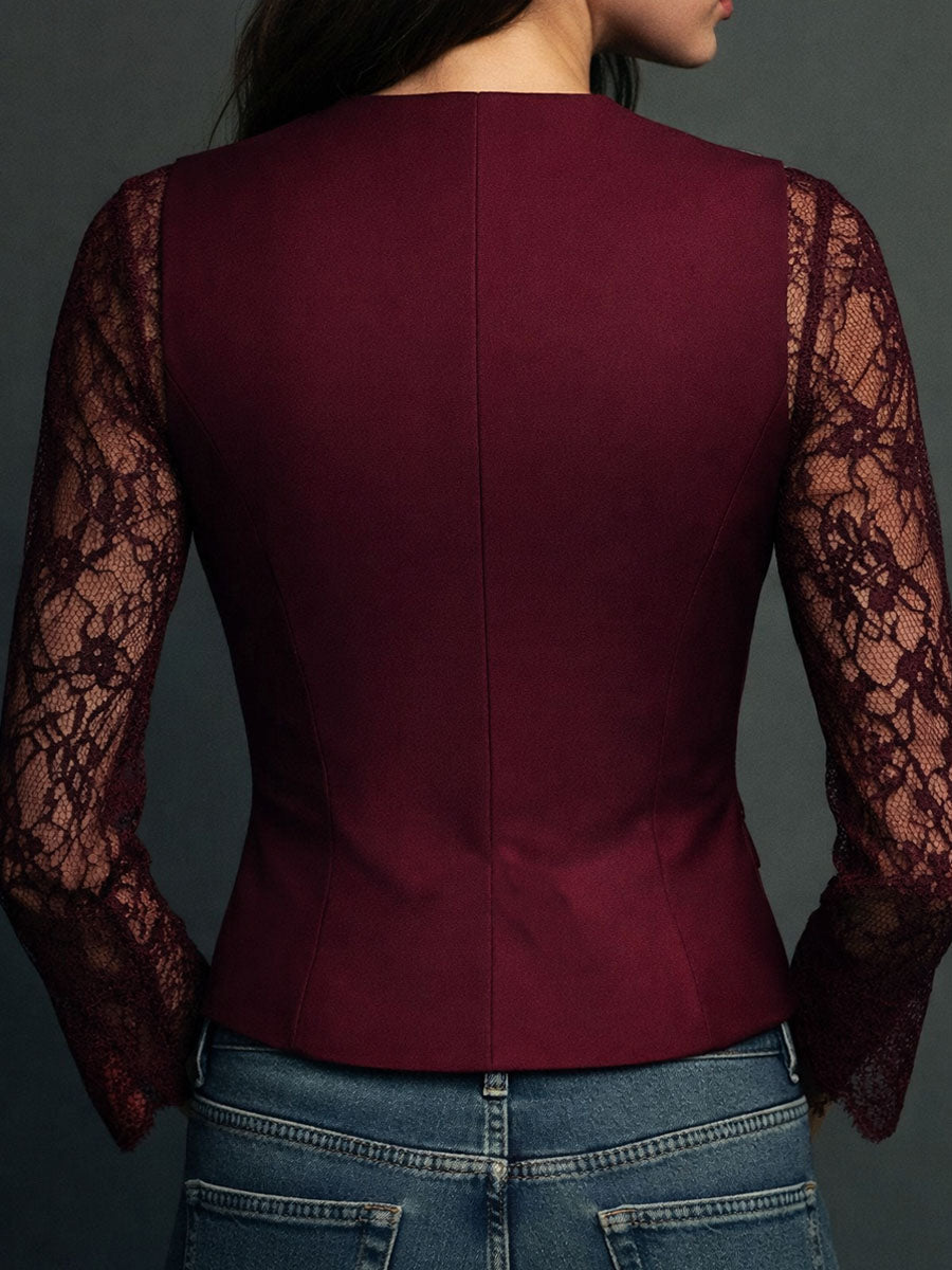 Genevieve | Sheer-Sleeve Blazer