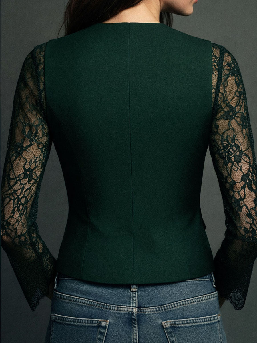Genevieve | Sheer-Sleeve Blazer