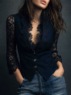 Genevieve | Sheer-Sleeve Blazer