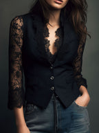 Genevieve | Sheer-Sleeve Blazer
