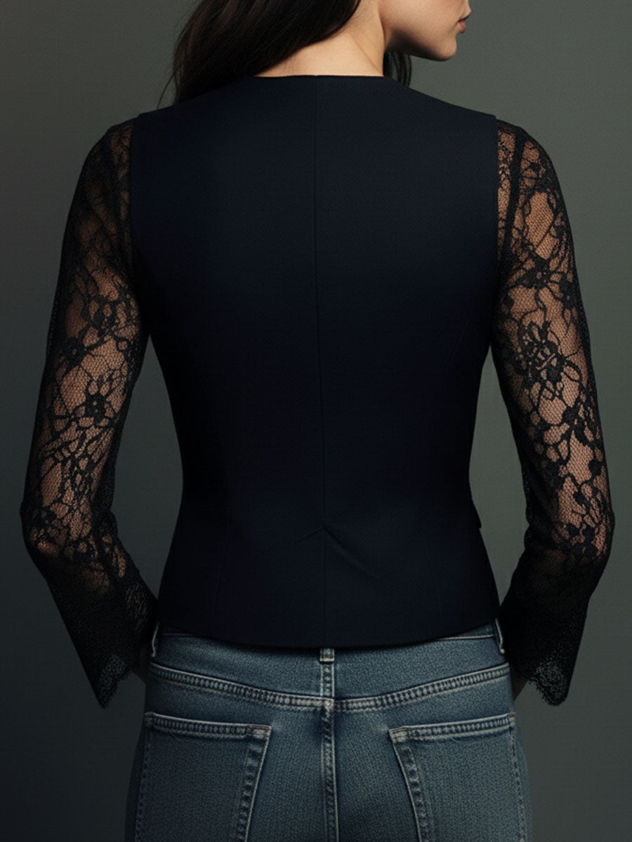 Genevieve | Sheer-Sleeve Blazer