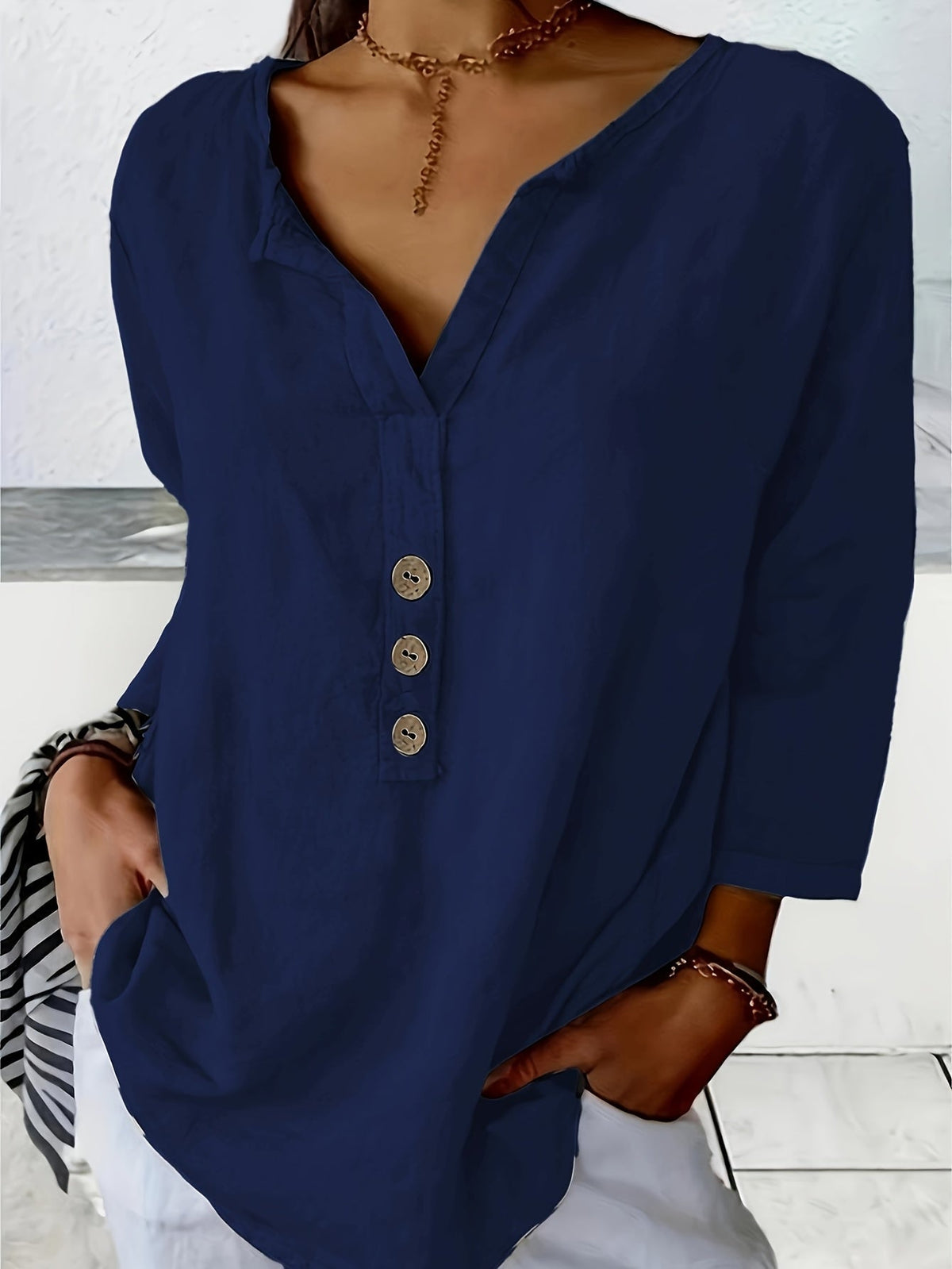 Harper | Button V-Neck Blouse