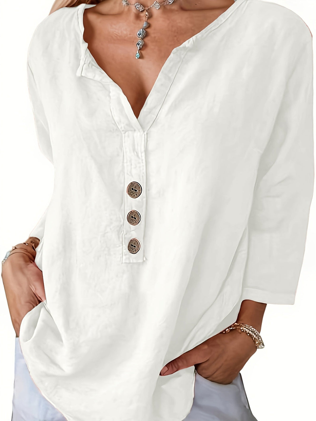Harper | Button V-Neck Blouse