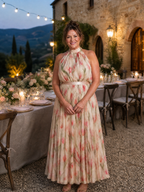 Aurelle | Halter Floral Midi Dress