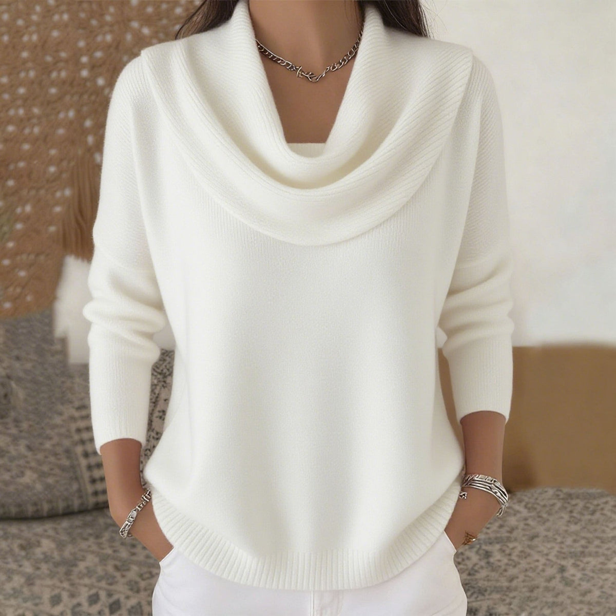 Juliette | Draped Cowl-Neck Sweater