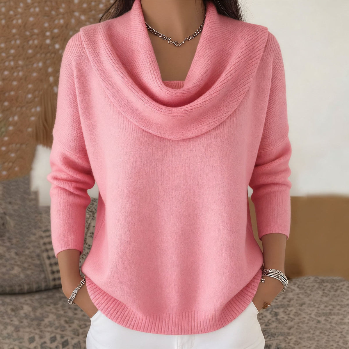 Juliette | Draped Cowl-Neck Sweater