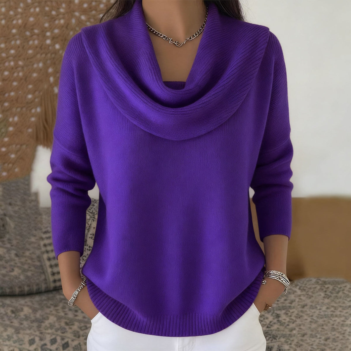 Juliette | Draped Cowl-Neck Sweater