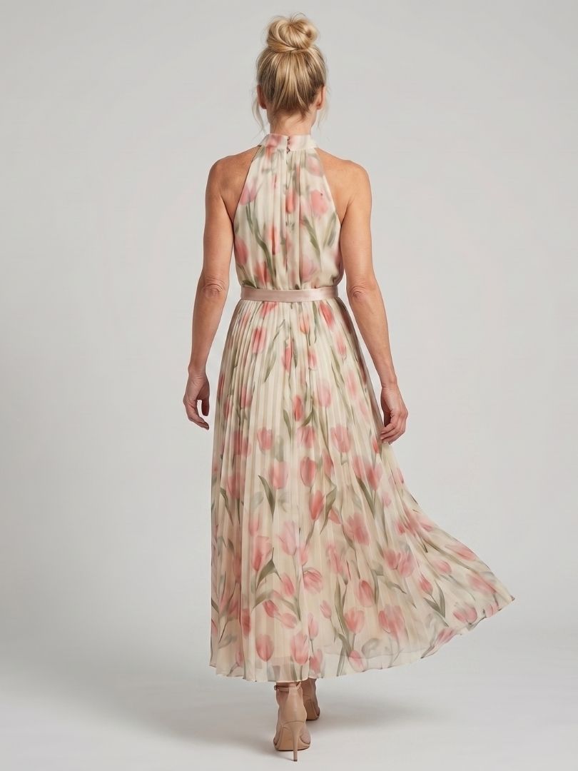 Aurelle | Halter Floral Midi Dress