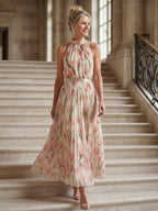 Aurelle | Halter Floral Midi Dress