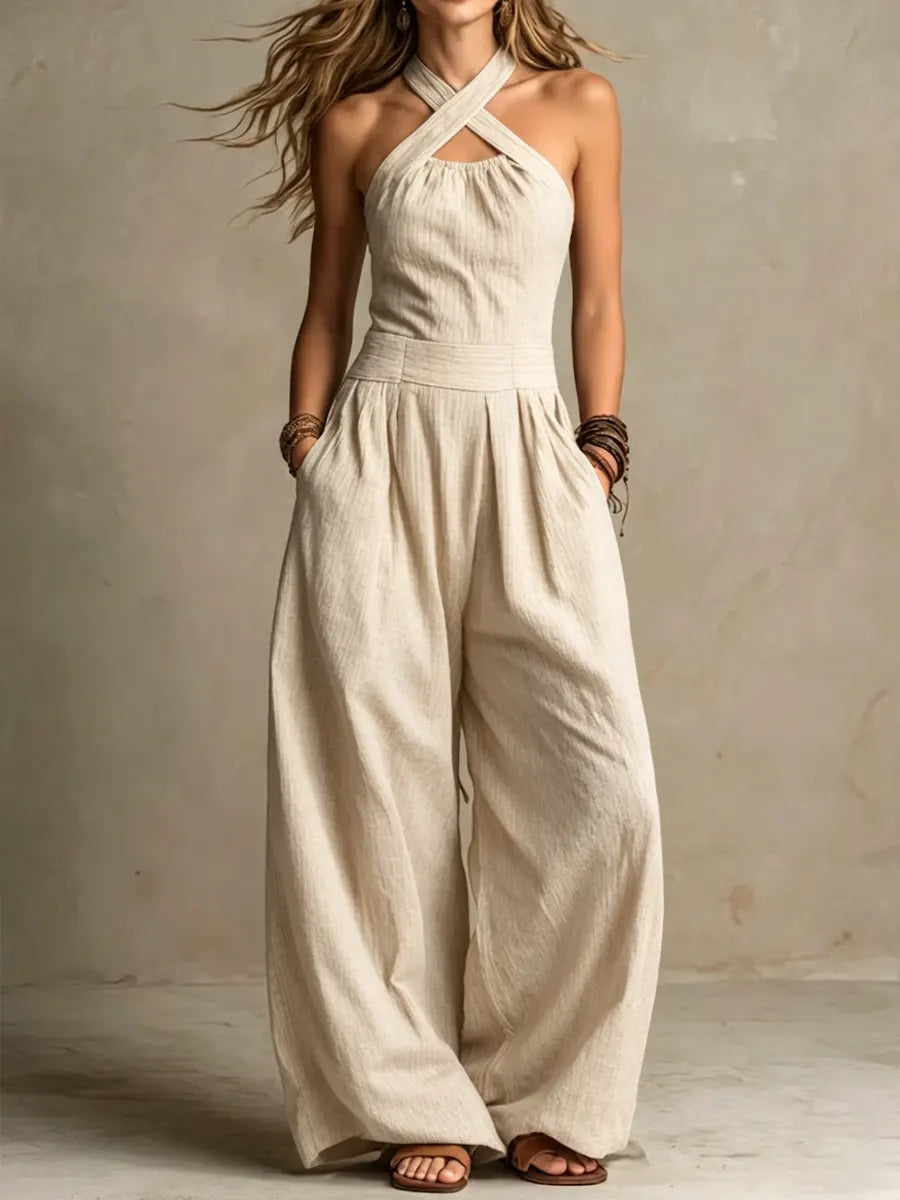 Bianca | Draped Neckline Jumpsuit
