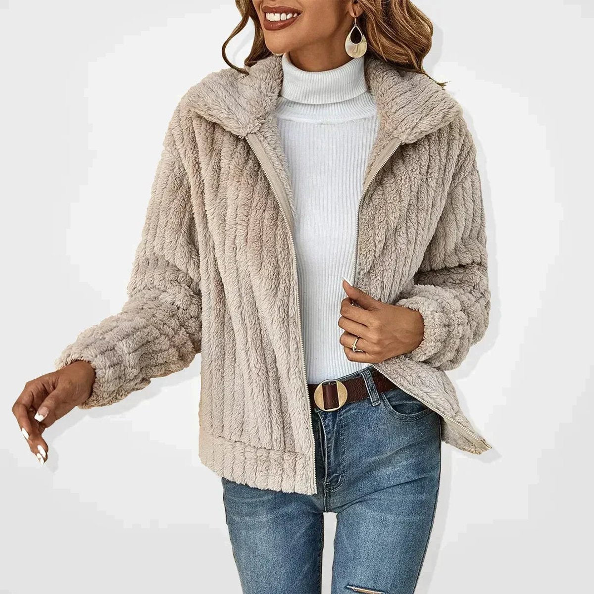 Elowen | Soft Textured Zip-Up Jacket