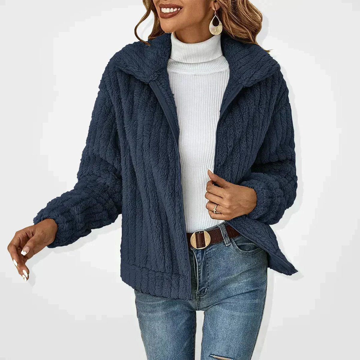 Elowen | Soft Textured Zip-Up Jacket