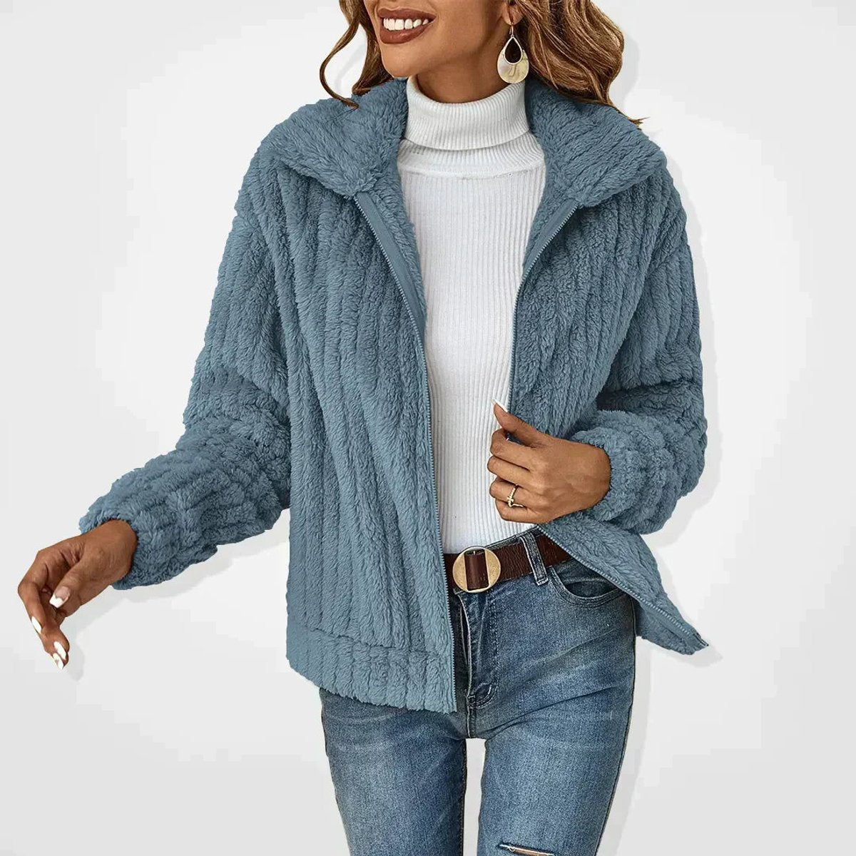 Elowen | Soft Textured Zip-Up Jacket
