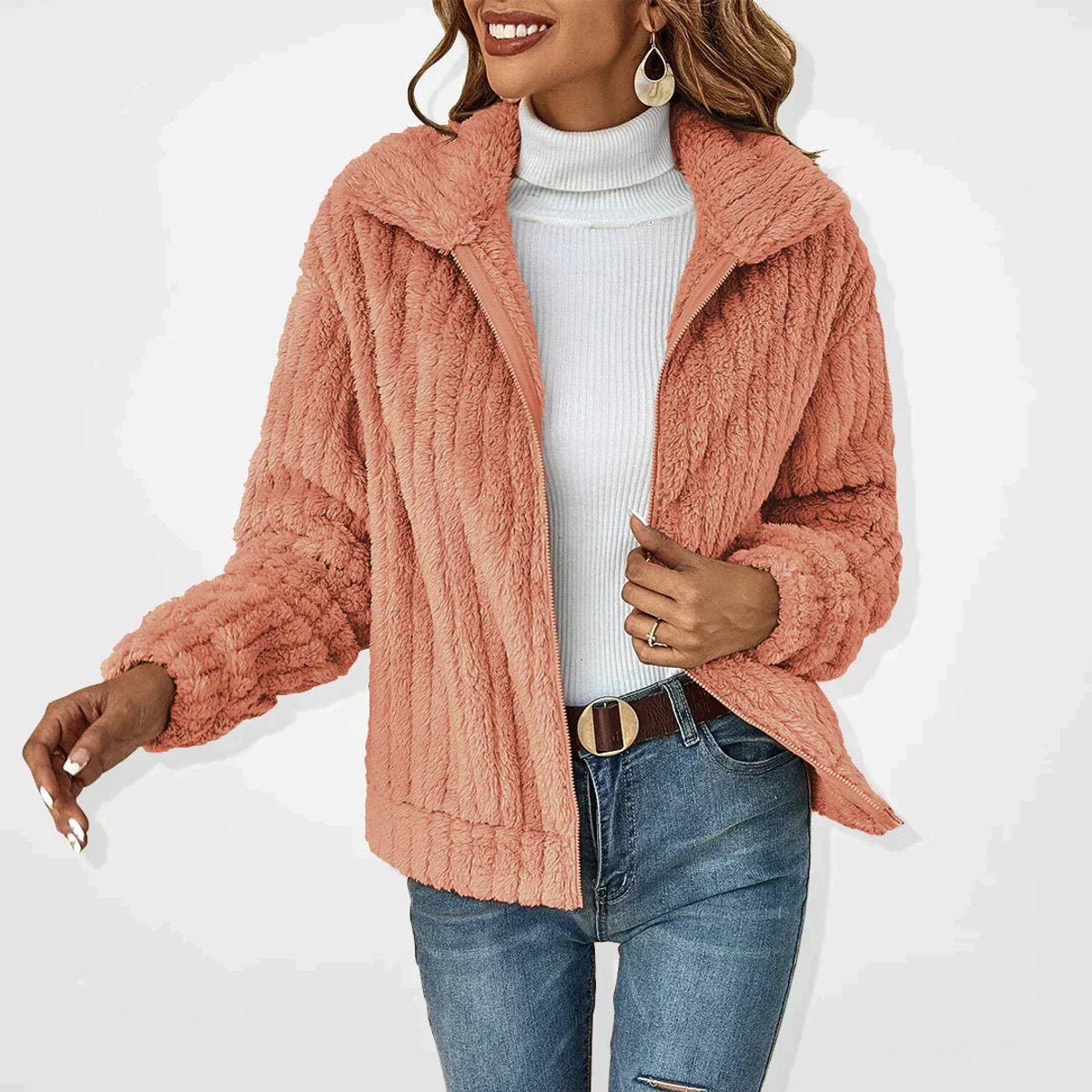 Elowen | Soft Textured Zip-Up Jacket