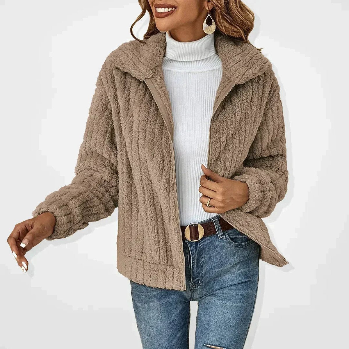 Elowen | Soft Textured Zip-Up Jacket